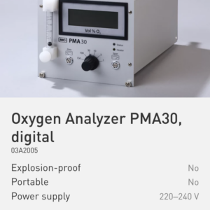 Oxygen Analyzer PMA30, digital Part No.: 03A2005______________