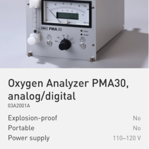 Oxygen Analyzer PMA30, analog/digital Part No.: 03A2001A