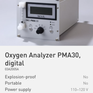 Oxygen Analyzer PMA30, digital Part No.: 03A2005A
